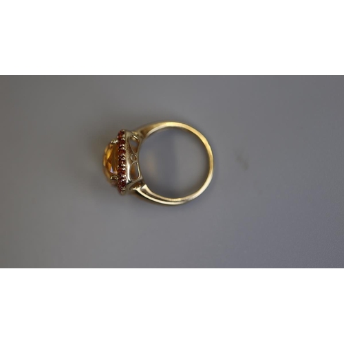 143 - Gold citrine set ring - Size L½