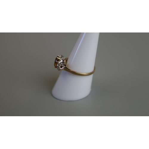 158 - Gold citrine & diamond set ring - Size O