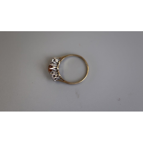 158 - Gold citrine & diamond set ring - Size O