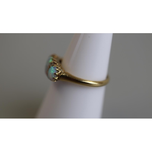 175 - Victorian 18ct gold opal & diamond set ring - Size L