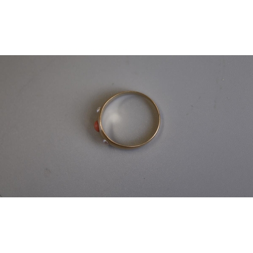 190 - Victorian 18ct gold coral & pearl set ring - Size P