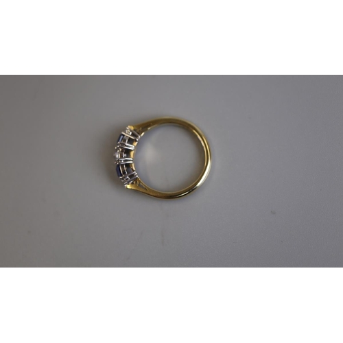 205 - 18ct gold diamond & sapphire set ring - Size O