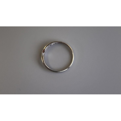 237 - White gold stone set wishbone ring - Size O½