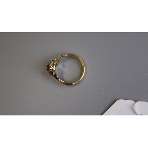 241 - 18ct gold sapphire & diamond cluster ring - Size L½