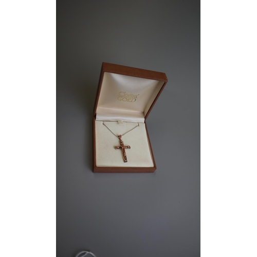 253 - Silver & gold crucifix on silver chain