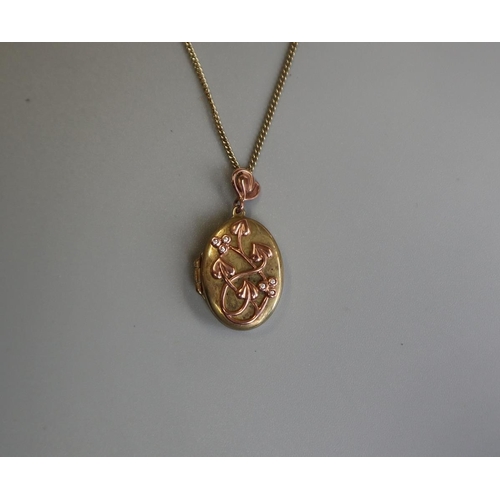 257 - Gold locket and chain