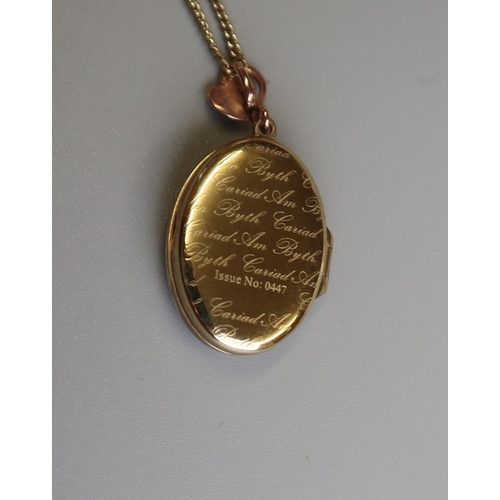 257 - Gold locket and chain