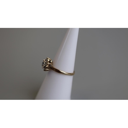 269 - Gold CZ cluster ring - Size K½