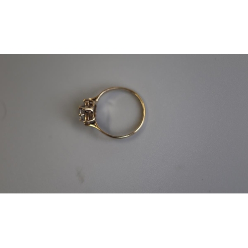 269 - Gold CZ cluster ring - Size K½