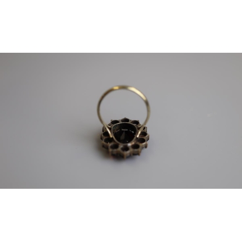 289 - 10ct gold garnet ring - Size L