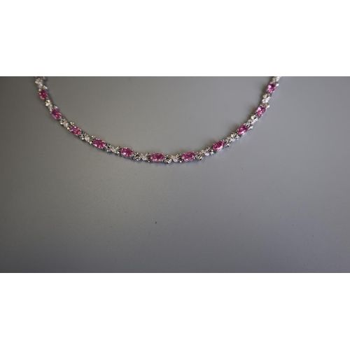 67 - White gold pink tourmaline & diamond set bracelet