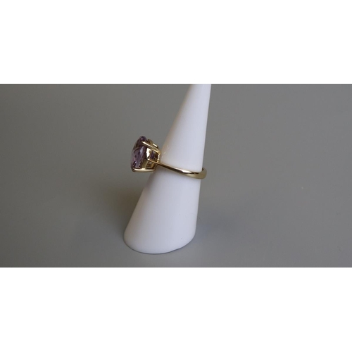 96 - Gold faceted amethyst solitaire ring - Size K