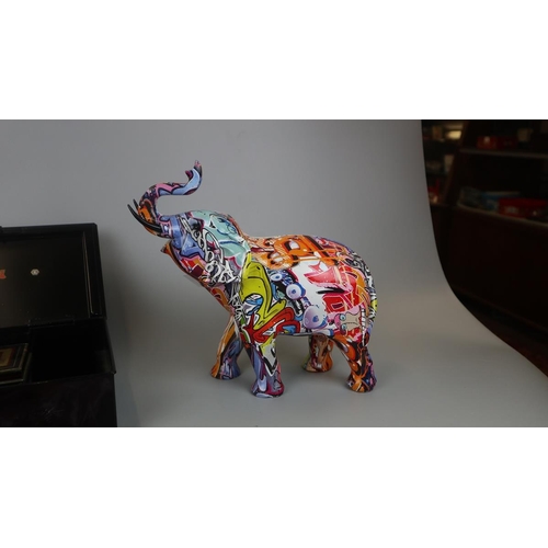 116 - Large & colourful elephant figurine - Approx height: 28cm