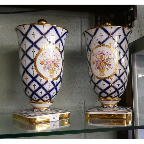 177 - Pair of Roselle Occ & Co Staffordshire vases - Approx height: 38cm