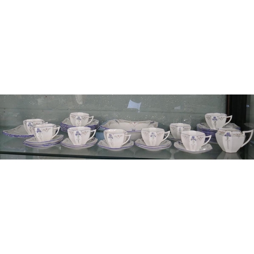 202 - Shelly tea set - Blue Iris pattern Queen Anne shape Rd 723404