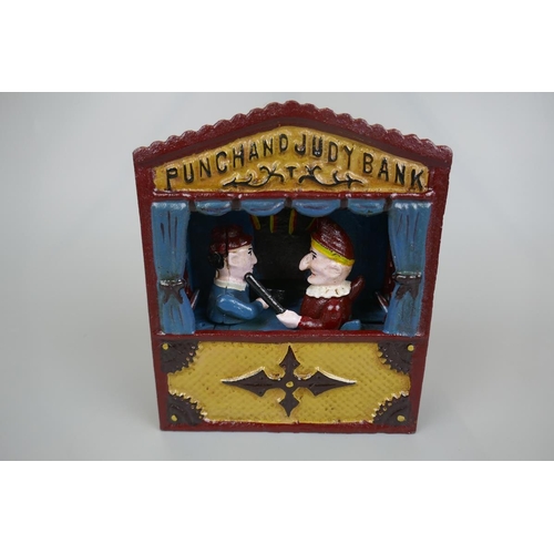 216 - Cast iron novelty Punch & Judy money box