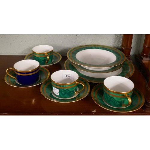 234 - Collection of Christian Dior fine china Malachite pattern