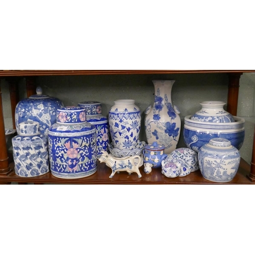240 - Collection of blue and white vases etc