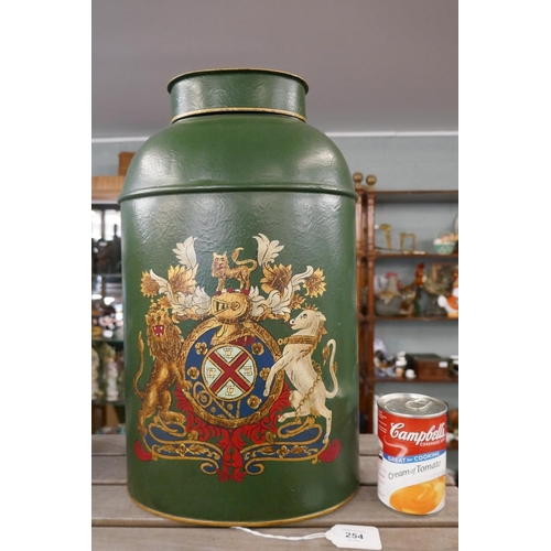 254 - Toleware metal tea caddy - Approx height: 45cm
