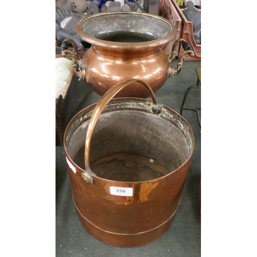 258 - Copper samovar & bucket