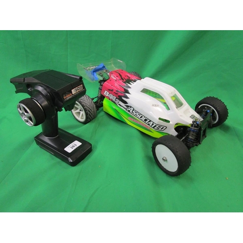 263 - Team Associated RC10 brushless radio controlled car with Li-po battery, controller, spare shell etc.