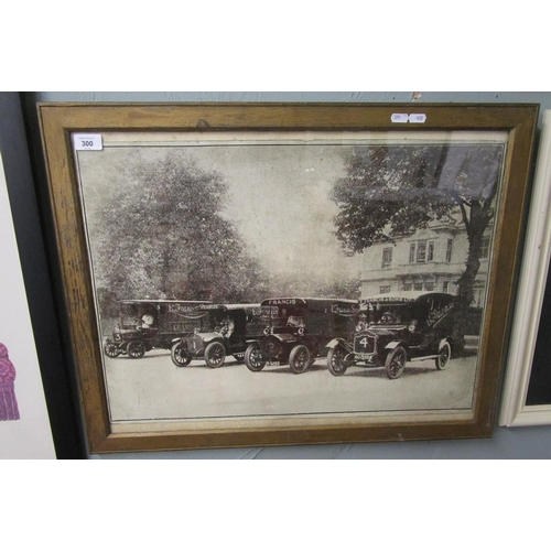 300 - Framed picture of E. Francis furniture shop vans in Euston Place Leamington Spa