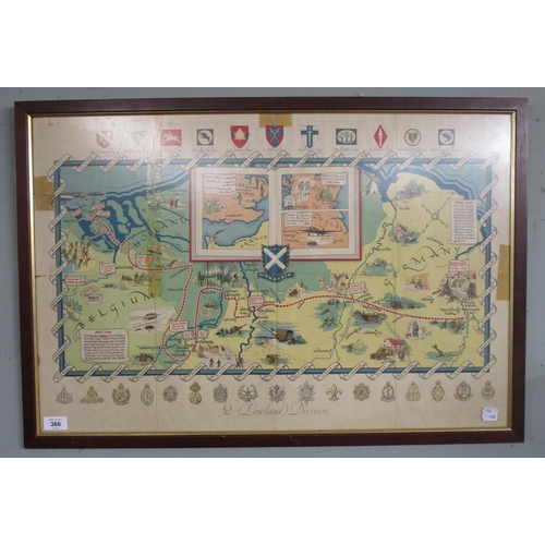 366 - 52 low land division WWII map - Approx image size: 75cm x 50cm