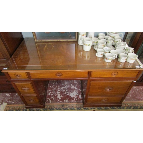402 - Good quality Oriental hardwood desk - Approx size: W: 147cm D: 76cm H: 80cm