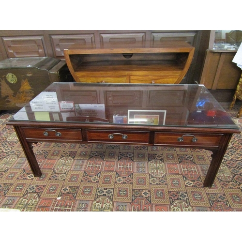 444 - Oriental coffee table - Approx size: L: 123cm W: 62cm H: 48cm