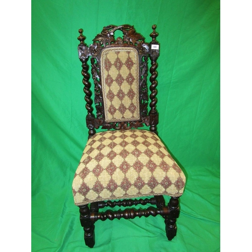 449 - Carved barley twist hall chair