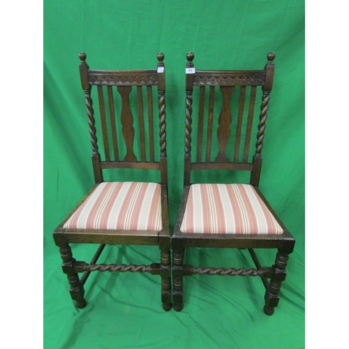 452 - 2 barley twist hall chairs with Laura Ashley upholstery