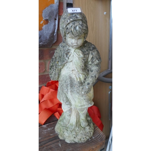 471 - Stone statue of girl - Approx height: 56cm