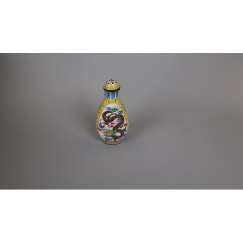 112 - 2 Oriental enamel scent bottles together with an enamel trinket box