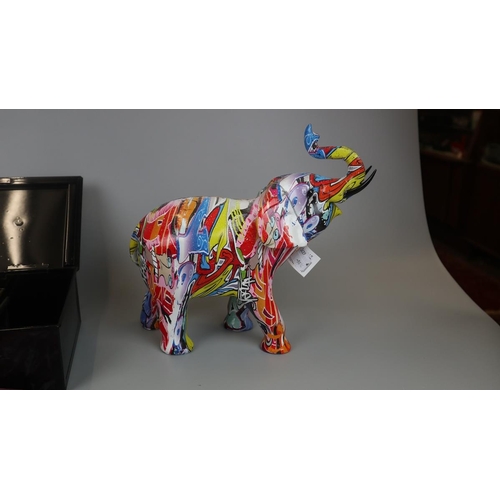 116 - Large & colourful elephant figurine - Approx height: 28cm