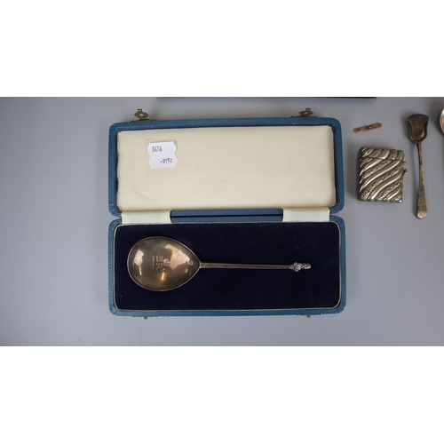 25 - Collection of silver and white metal items to include silver Coronation spoon