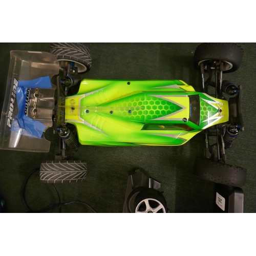 263 - Team Associated RC10 brushless radio controlled car with Li-po battery, controller, spare shell etc.