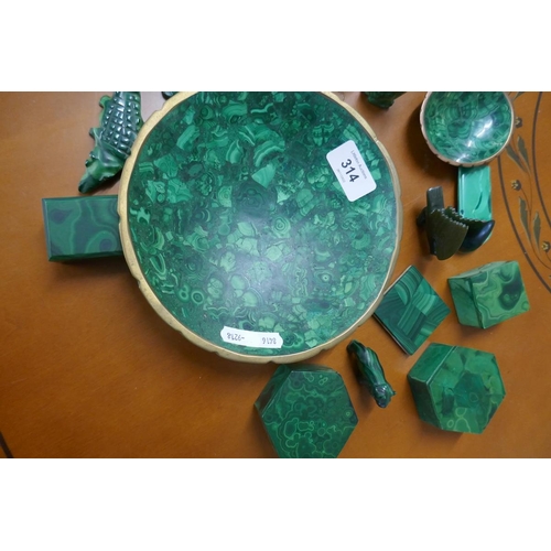 314 - Collection of Malachite carvings etc