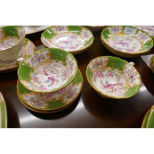 315 - Collection of Minton china - Green Cockatrice pattern