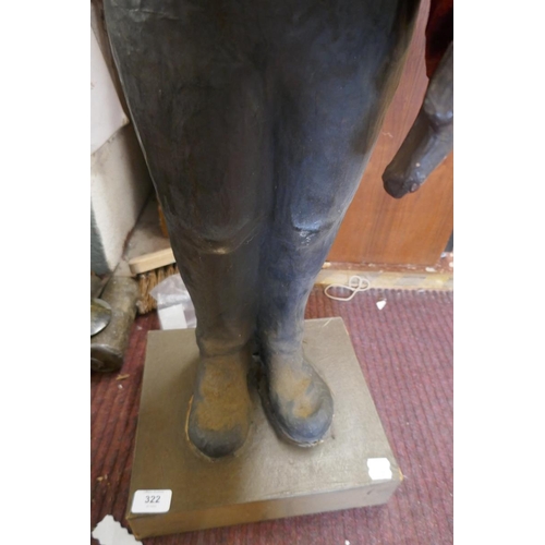 322 - Large paper mache figurine of gentleman (needs reattaching to stand) - Approx height: 96cm
