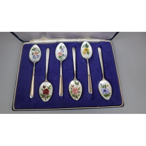 33 - Hallmarked silver & enamel teaspoon set