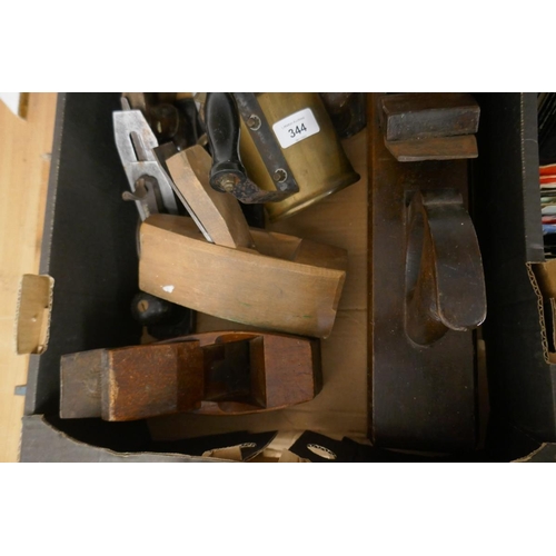 344 - Collection of woodwork planes etc