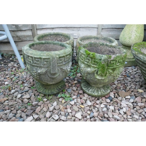 473 - Stone pedestal and stone planters