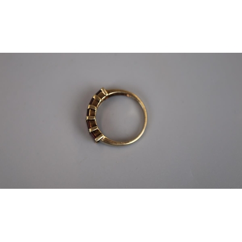 57 - Gold double row garnet ring - Size: O½