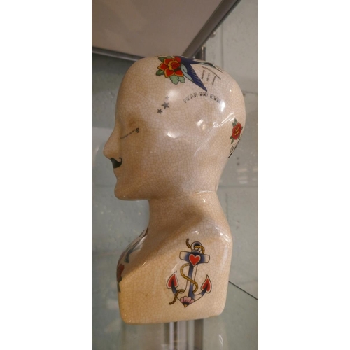 180 - Ceramic Phrenology head - Approx height: 24cm