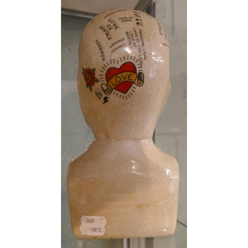 180 - Ceramic Phrenology head - Approx height: 24cm