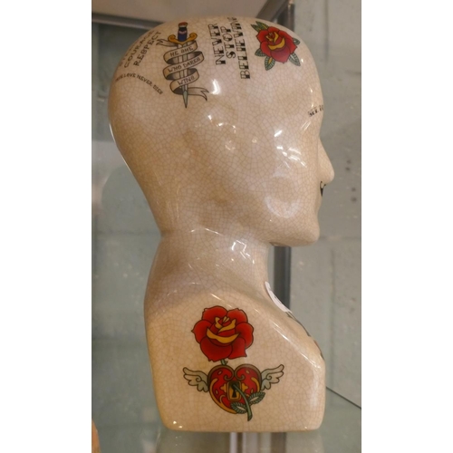 180 - Ceramic Phrenology head - Approx height: 24cm