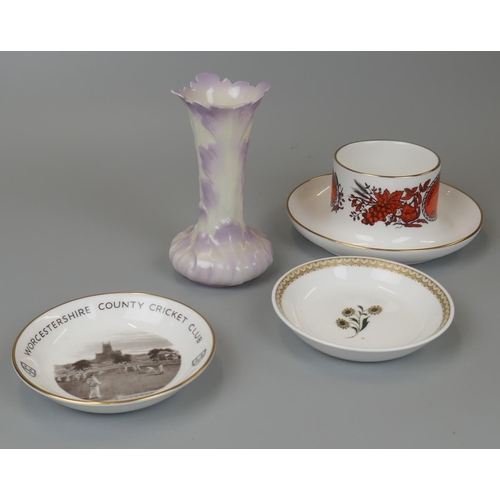 183 - Small collection of 20thC Royal Worcester ceramics to include a bottle holder celebrating 50th anniv... 