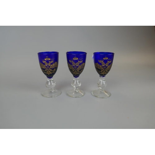 186 - Set of 6 cobalt blue Russian glasses