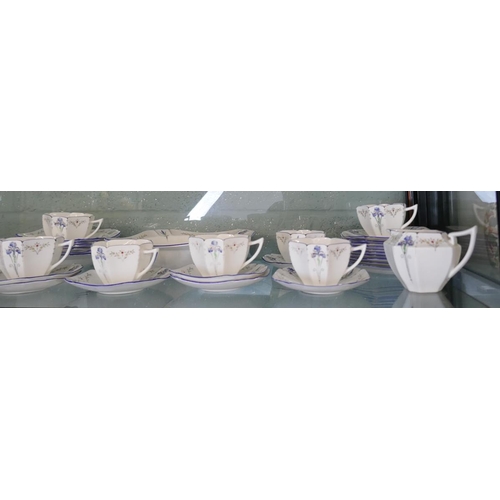 202 - Shelly tea set - Blue Iris pattern Queen Anne shape Rd 723404