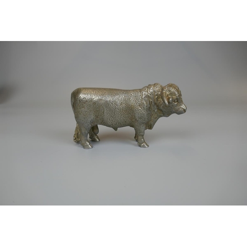 208 - Pewter Bull & Hare - Signed J.G. Moore